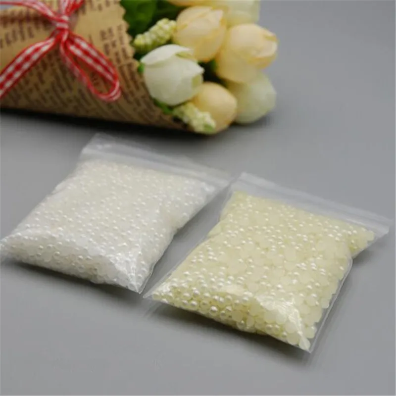 

New 2000PCS/Pack 3mm White Ivory Color Flatback Rhinestones Nail Pearl for Nails 3D Nail Art Decoration Acrylic Pearl