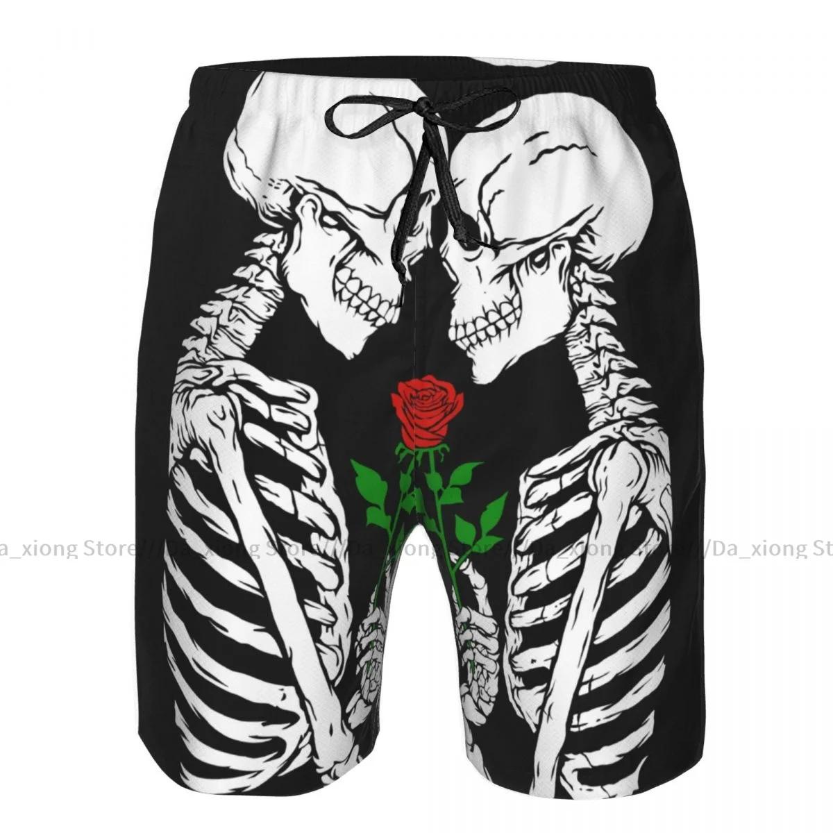 

Mens Swimming Shorts Swimwear Rose Flower Skull Love Skeleton Trunks Swimsuit Beach Wear Boardshorts