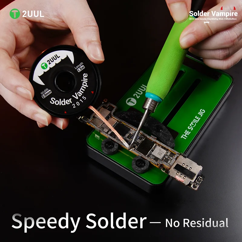 2UUL DW15 휴대 전화 PCB 회로 기판 수리 도구에 대 한 디 솔더링 브레이드 심지 2015 10 롤 솔더 뱀파이어 납땜 심지