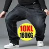 Mens Large Size Black Jeans 10XL Oversize High Waist Loose Trousers Husband Plus Size Loose Denim Trousers Blue Male Denim Pants 1