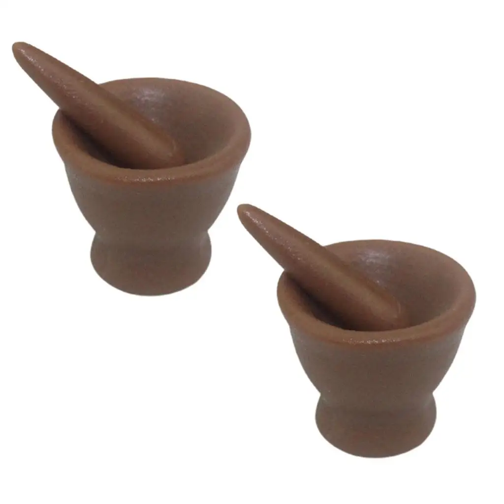 1/12 Dollhouse Ceramic Mortar And Pestle Set Garlic Spices Crusher