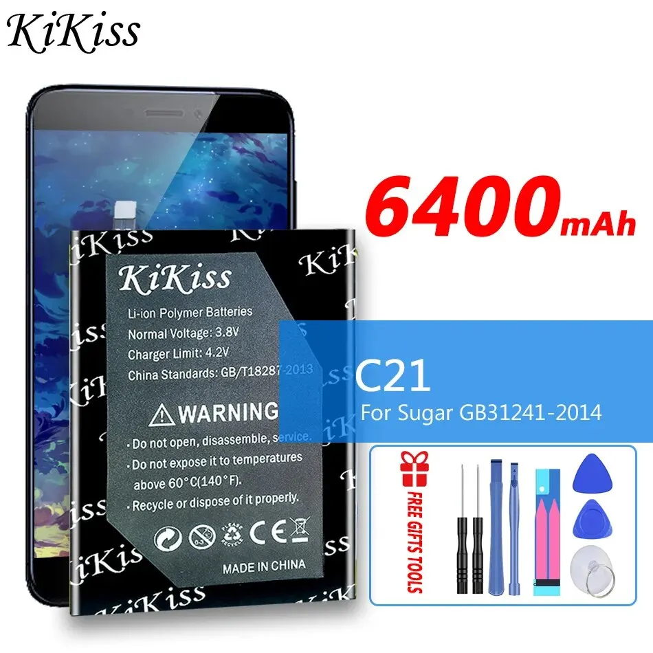 

6400mAh KiKiss Powerful Battery C 21 (596781) For Sugar GB31241-2014 C21 Bateria