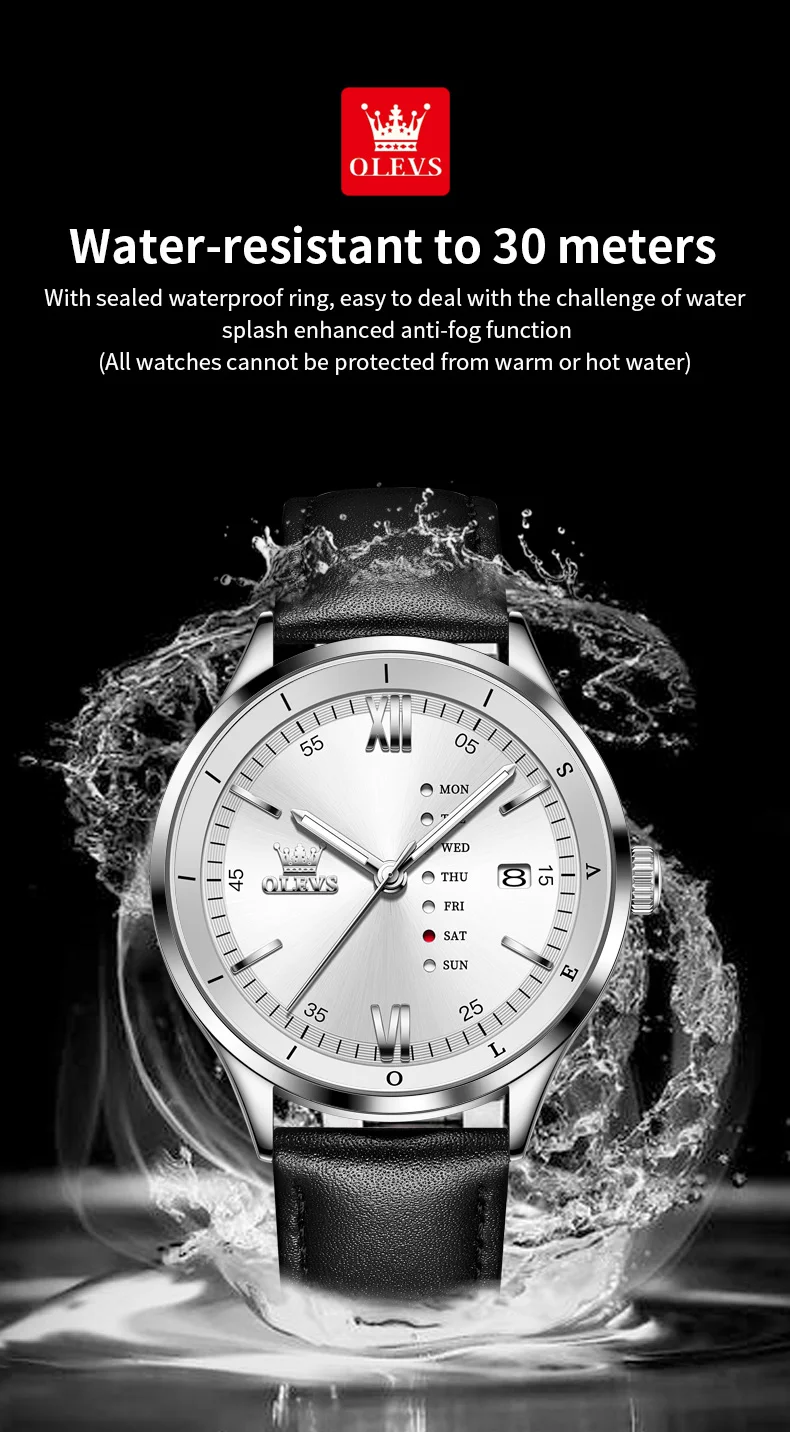 OLEVS 2931 Men Watch Fashion Simple Leather Waterproof Luminous Calendar Chronograph Luxury Brand Sports Quartz Men Watch Reloj