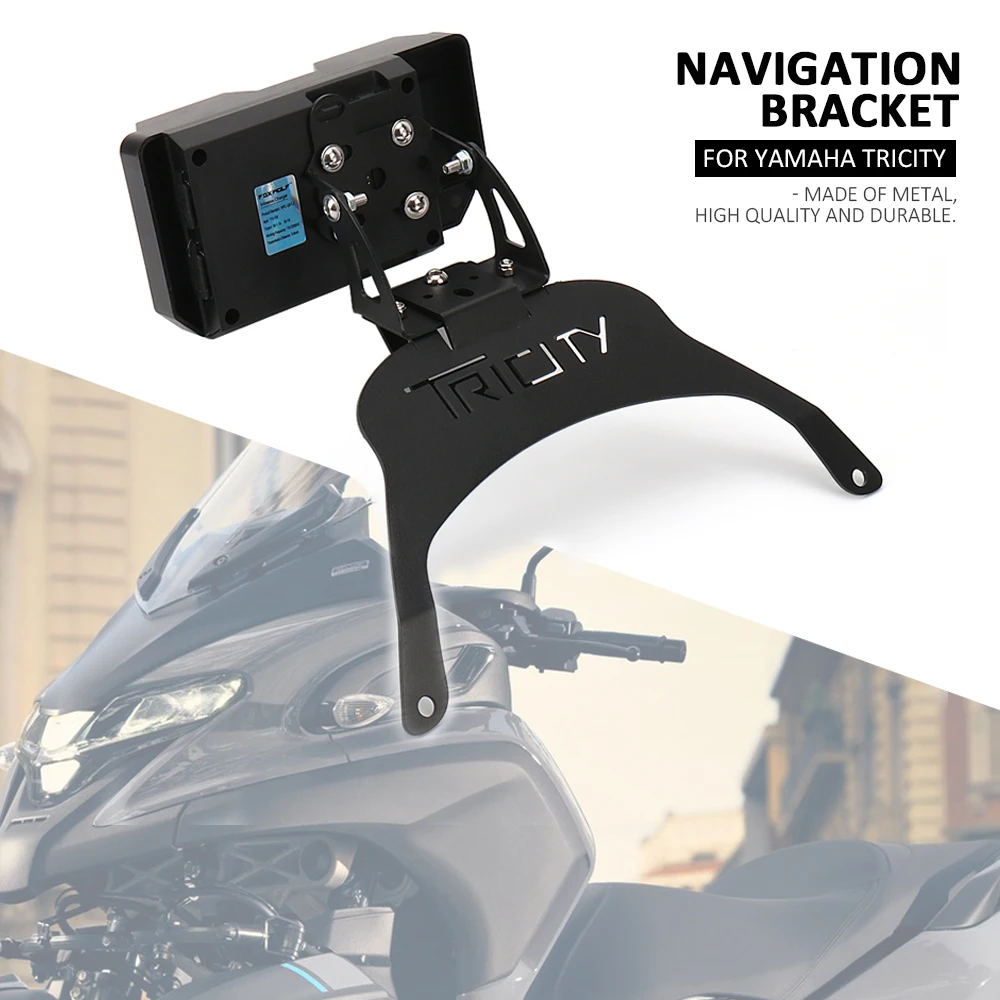 For YAMAHA TRICITY Tricity New Motorcycle Phone Holder Stand GPS Navigation Plate Bracket Accessories Black Wireless charging for yamaha r1 2009 2014 left and right small plate carbon fiber motorcycle mudguard side plate motorcycle accessories