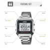 SKMEI Men's Electronic Square Steel Band Student Multi functional Sports Waterproof Night Glow Electronic Watch 2149 5