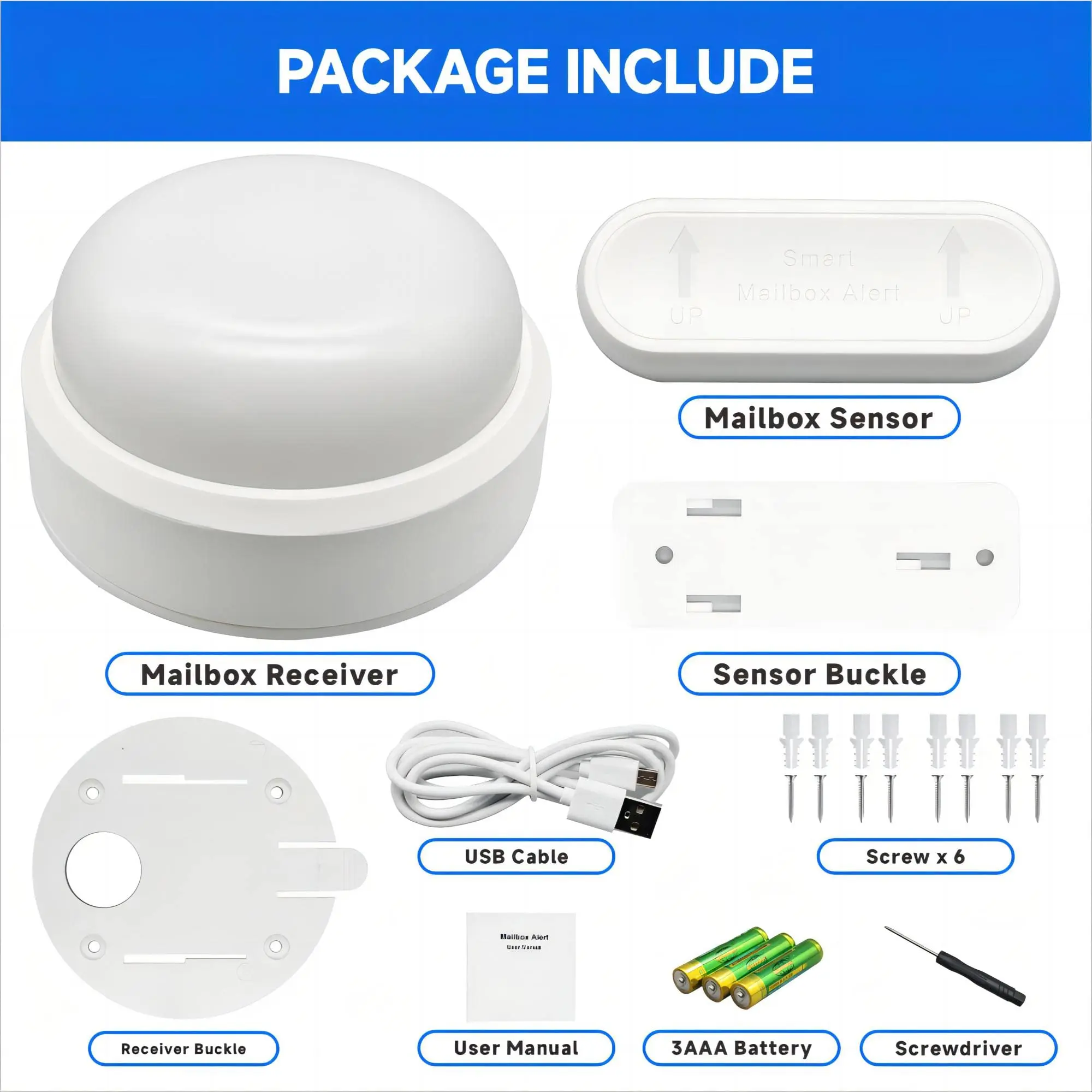 Mailbox Sensor Alert For Delivered Mail Wireless Mailbox Alarm with Light Flashing and Sound Reminders
