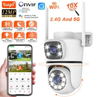 Tuya HD double objectif 5G Wifi caméra IP PTZ extérieur étanche double écran sécurité à domicile-protection couleur Vision nocturne Surveillance 1
