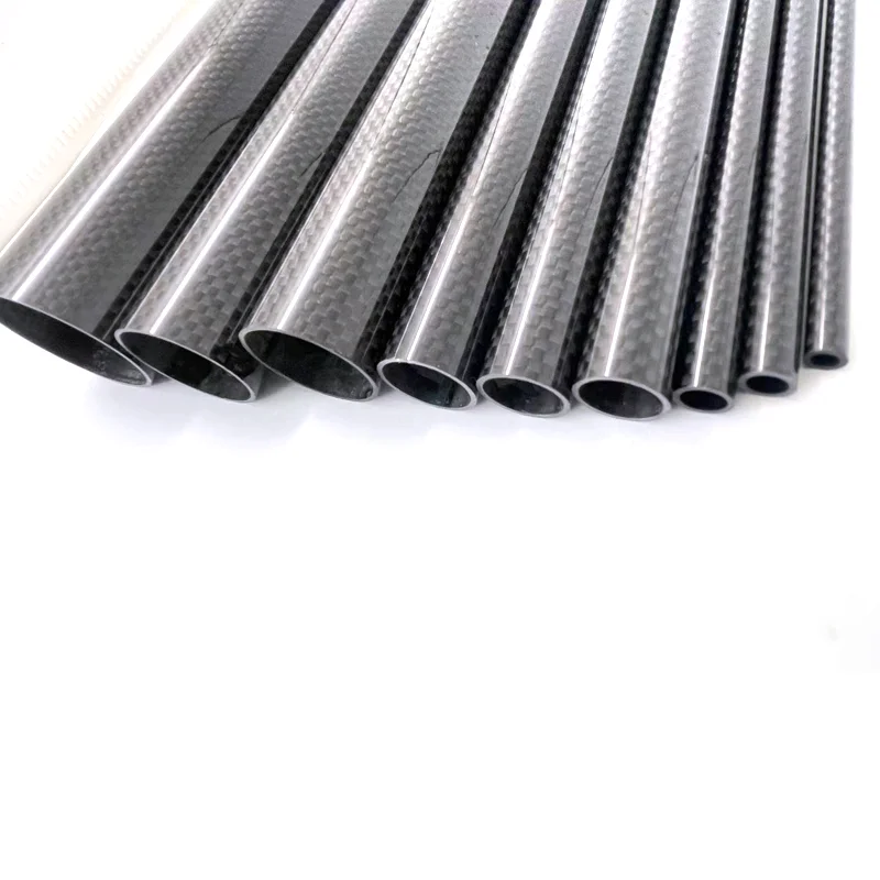 3k 탄소 섬유 튜브, 플레인 샤이닝, 길이 500mm, 벽 두께 1mm, 구경 5mm-35mm, RC 비행기 모델 액세서리