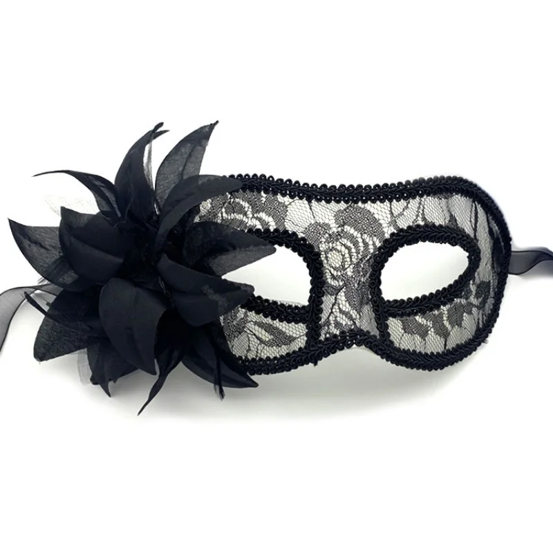 Tanzparty Venezianische Spitzenmaske Feder Blume Hochzeit Karneval Performance Dame Sexy Perspektive Gesichtsmaske Maskerade Weihnachten – Detail 4
