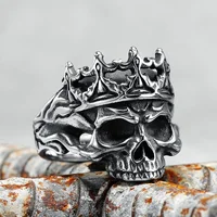 King Ring Skull Men Rings 316L Stainless Steel Ancient Queen Ring Rock Party for Biker Rider Male Boyfriend Jewelry Best Gift 1