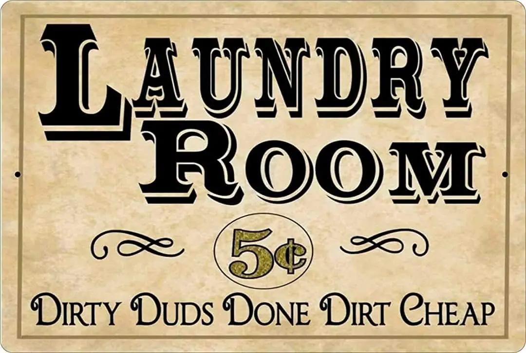 Retro Metal Tin Sign Divertente Lavanderia 5 Centesimi Duds Sporchi Fatto Sporco Camera Da Letto A Buon Mercato Cucina Bar Ufficio Sala Da Pranzo Segn