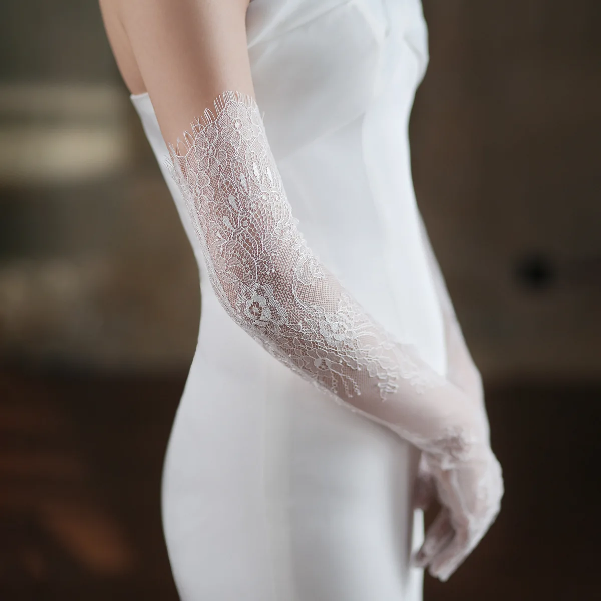 Lace Gloves Fairy White Tulle Long Bridal Photo Gloves