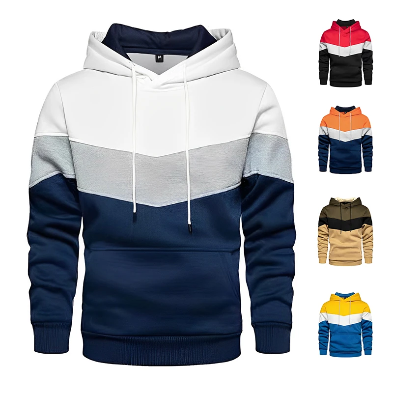 

Men's hoodie outdoor casual sportswear street fashion men's wool insulation hooded sweatshirt autumn and winter black