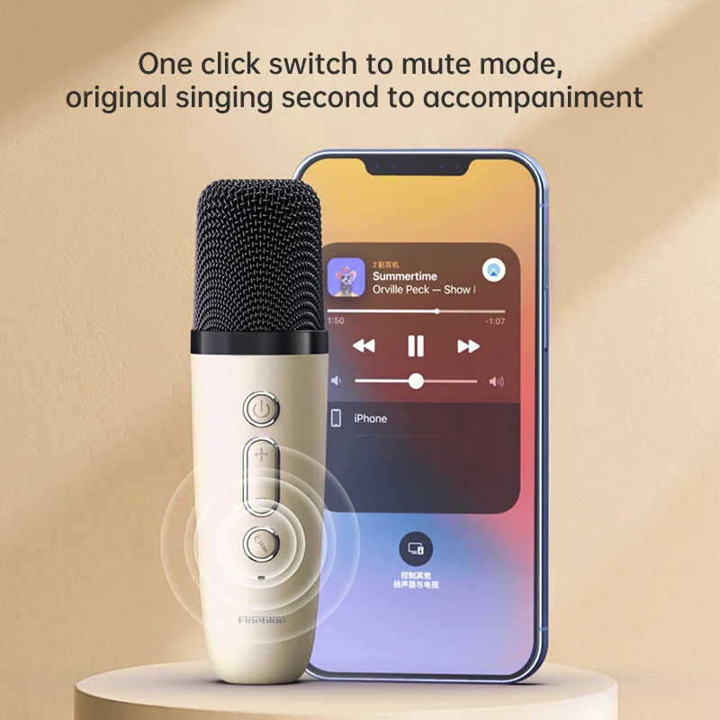 Fineblue W01 Bluetooth Karaoke Speaker with Microphone Portable Phone Karaoke Home/Camp KTV HIFI Stereo RGB Colorful LED Party