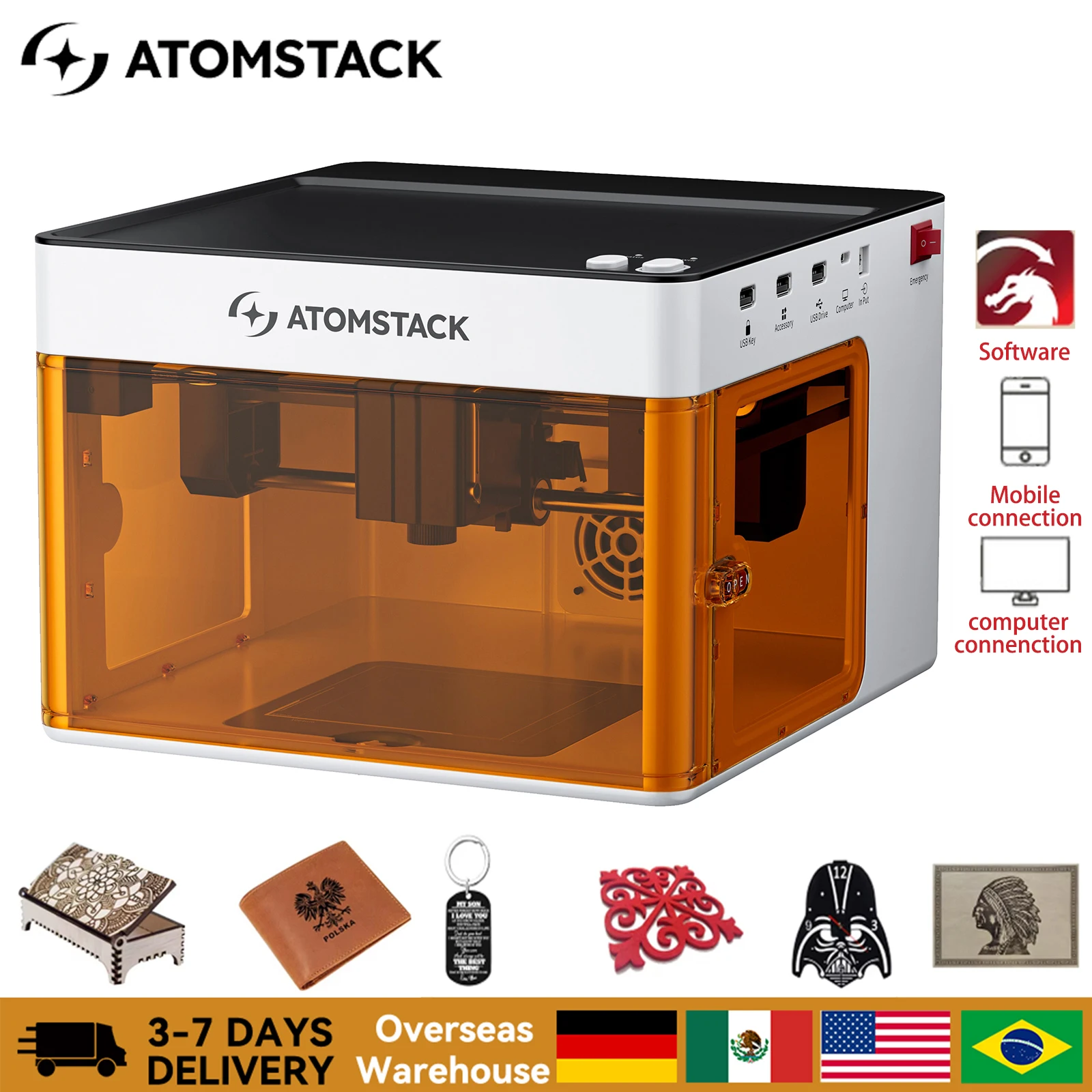ATOMSTACK P1 5W ダイオードレーザー彫刻機 レーザー加工機 小型 Amazon | ATOMSTACK P1 5W レーザー彫刻機 カッター機能付き