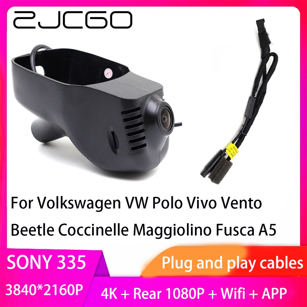 Zjcgo Plug And Play Dvr Dash Cam 4K 2160P Videoregistratore Per Volkswagen Vw Polo Vivo Vento Beetle Coccinelle Maggiolino Fusca