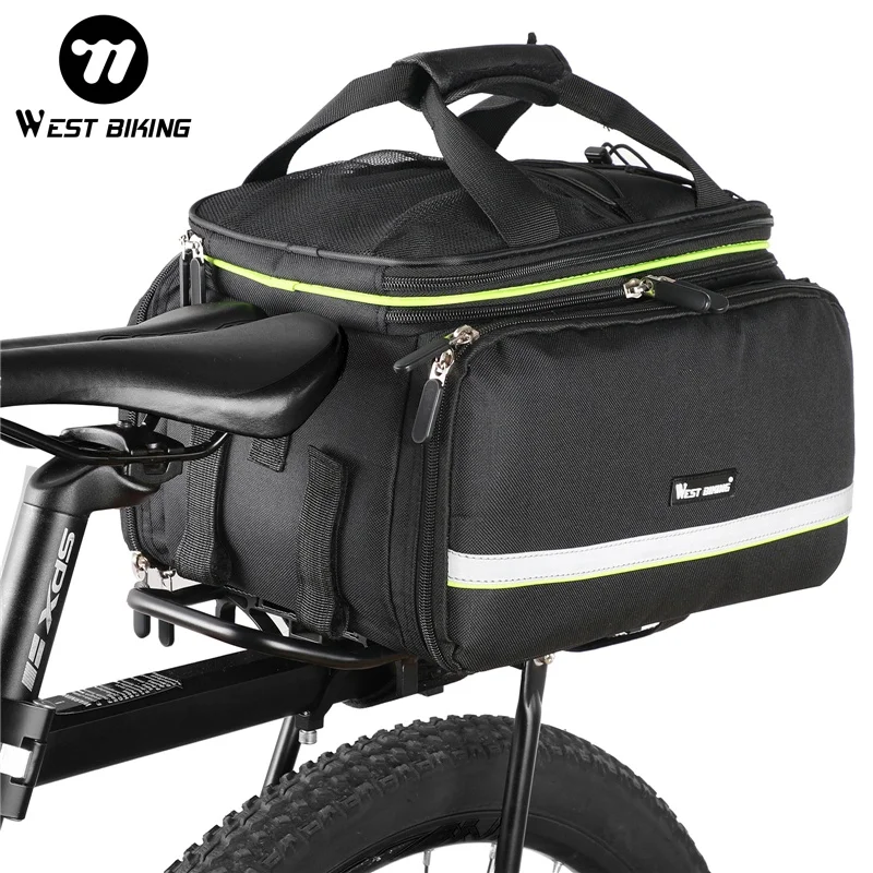 WEST BIKING 3 in 1 Waterproof Bike Trunk Bag MTB Road Bicycle Bag Large Capacity Travel Luggage Carrier Saddle Seat Panniers