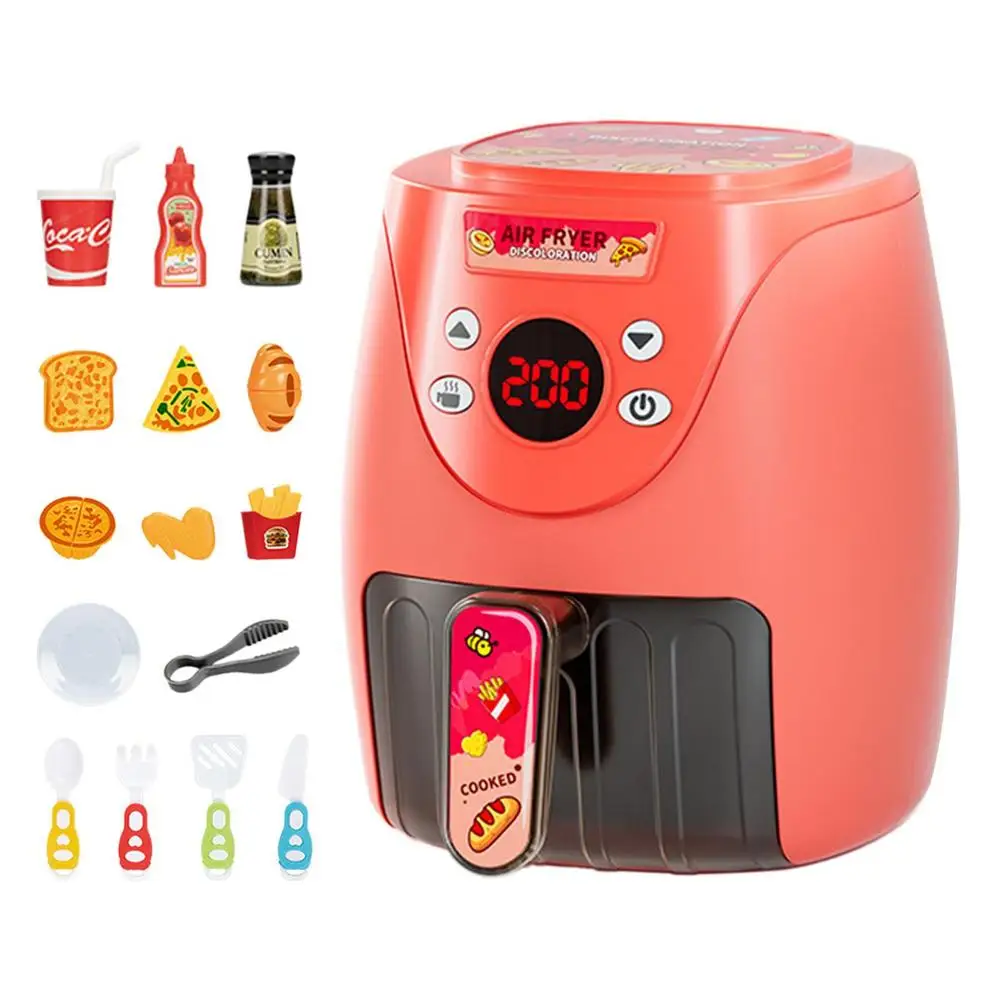 Air Fryer Toy for Kids with Lights,Play Kitchen Color Changing Play  Foods,13 PCS Pretend Food and Cooking Playset,Gift for Boys Girls Kids