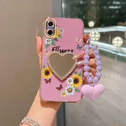 Butterflies Fluttering Phone Case Bundle with Lanyard and Stand for Galaxy A7 (2018) (PURPLE)