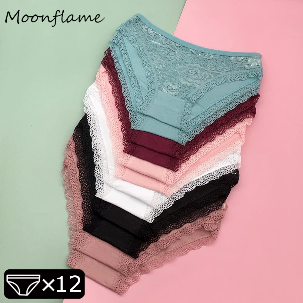Moonflame 12 قطعة ملابس داخلية نسائية بلون سادة من...