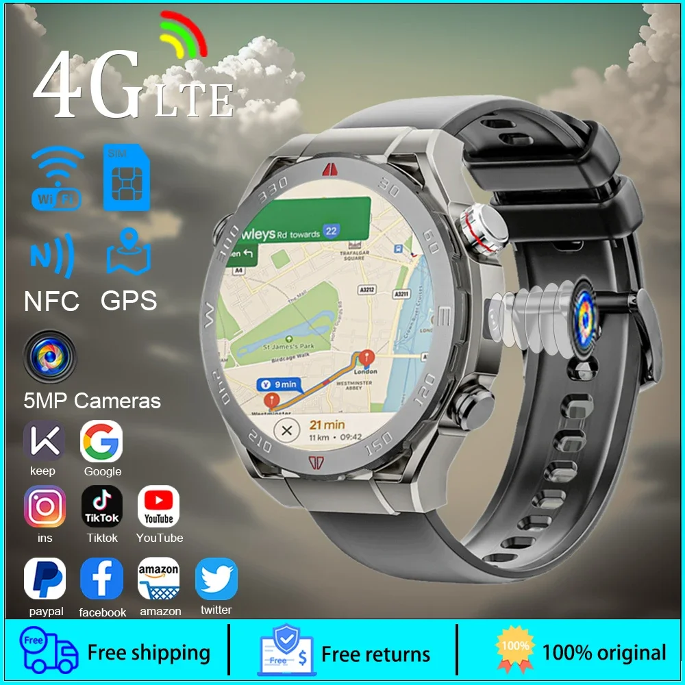 SmartWatch4GLTEGPSWifiSIMCardNFC5MPCameraRuggedIP67Heart
