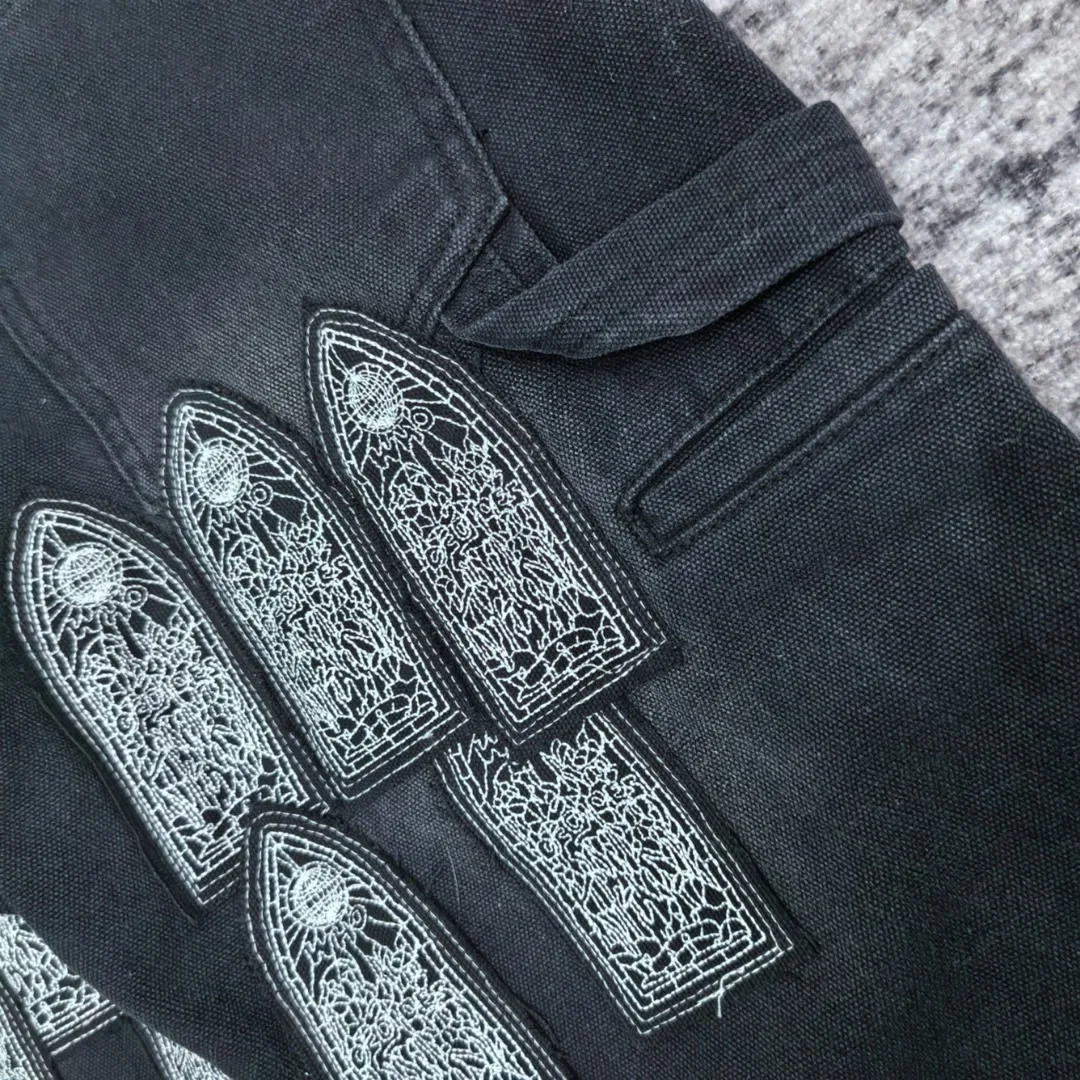 men embroidery patches distressed carpenter cargo jeans 6
