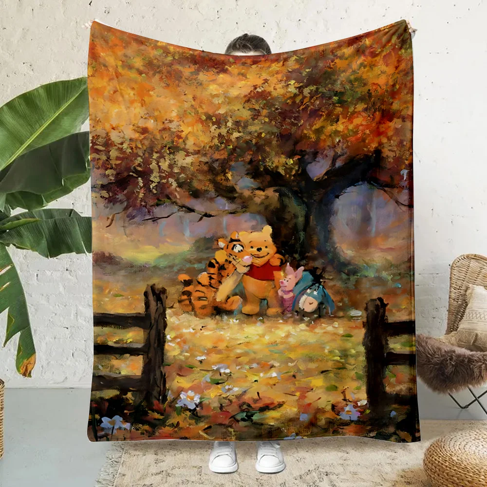 Cute Cartoon Winnie Bear Printed Blanket Picnic Blankets Warm Blanket Soft and Comfortable Blanket Home Travel Birthday Gift 5