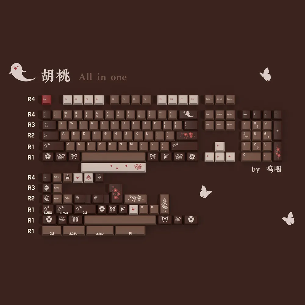 Keycap Tema Noz Personalizado Perfil Cereja Material Pbt Lado Subbed 140 Chaves Iso Enter Teclado Mecânico do Interruptor mx