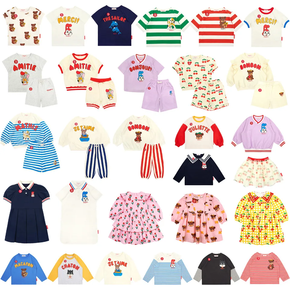 

Kids Set 24 Korean Style Bp Summer New Kids Cartoon Sportswear Boys T-Shirt Shorts Girls Dress Sweatshirt Set【in Stock】