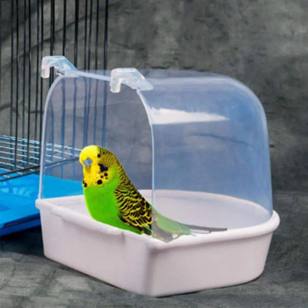Plastic Hanging Bowl Pet Cage Bird Water Bath Box Bathtub For Parakeet Love Bird Birdbath Accessory