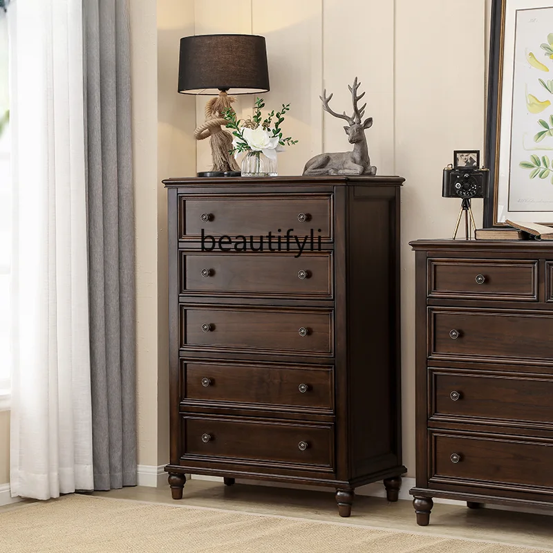

American Country Solid Wood Chest of Drawers Mahogany Solid Wood Chest of Drawers Entrance Cabinet Sideboard Cabinet