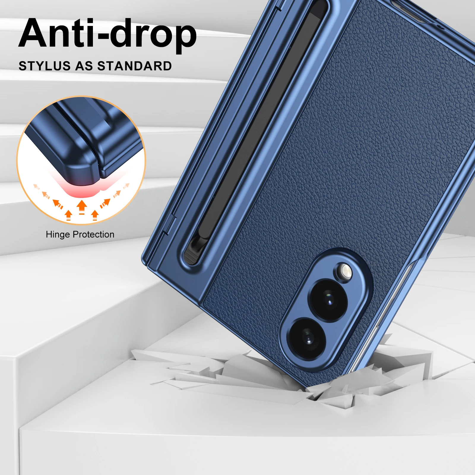 Leather Hinge Protection Cover with Front Glass & Pen Holder