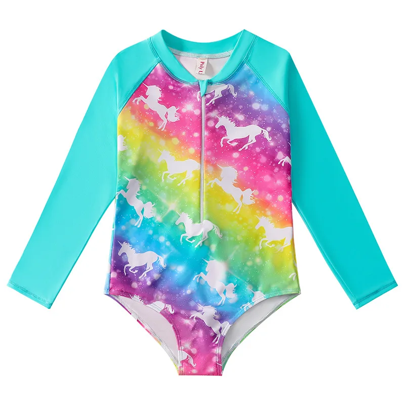 Summer Swimsuits for Girls Long Sleeves Swimming Wear for Baby Girls