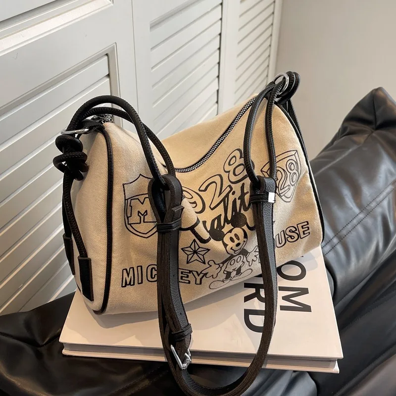 

Miniso Steamboat Willie Co Фирменная Брезентовая сумка с аниме принтом, модная мультяшная Сумка-тоут через плечо для девушек, милые подарки для девочек