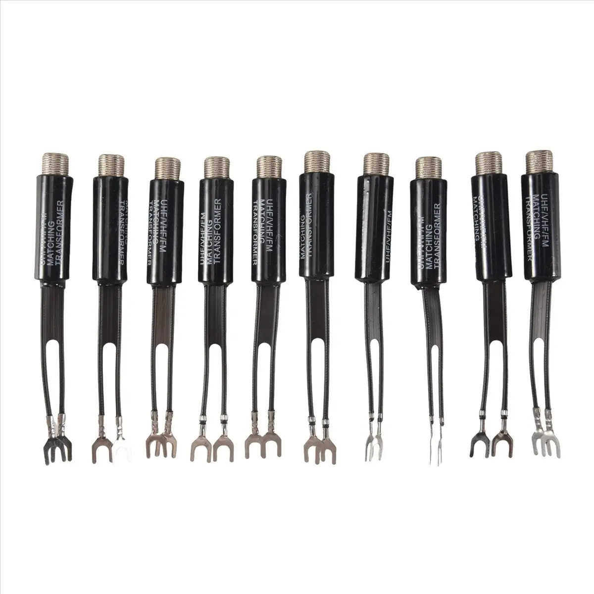 T64C 10개 UHF VHF FM 75-300옴 TV 안테나 어댑터 매칭 변압기 동축 케이블
