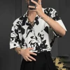 2025 Summer Niche Design Retro Hawaiian Lazy Style Short-Sleeved Shirt Fashion Drape Seaside Beach Loose Casual Y2k Shirt Men 1