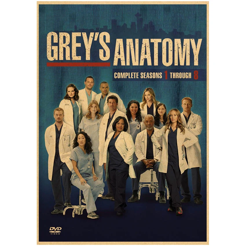 Grey's Anatomy Poster 50x70cm - Vintage TV Serie Druck Leinwand Wanddekoration