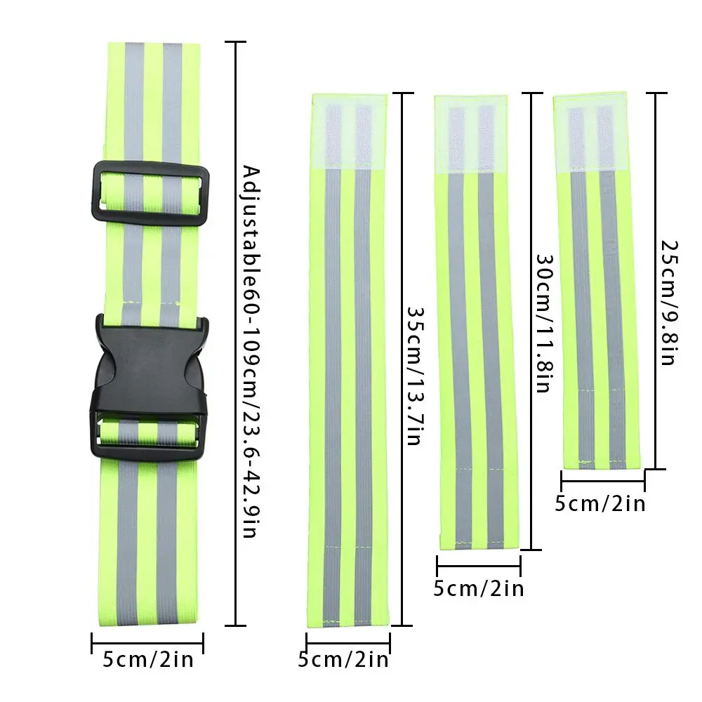 Reflective Band Strap Safety Reflective Glow Belt PT Belt High Visibility Waist for Arm Wrist Running Cycling