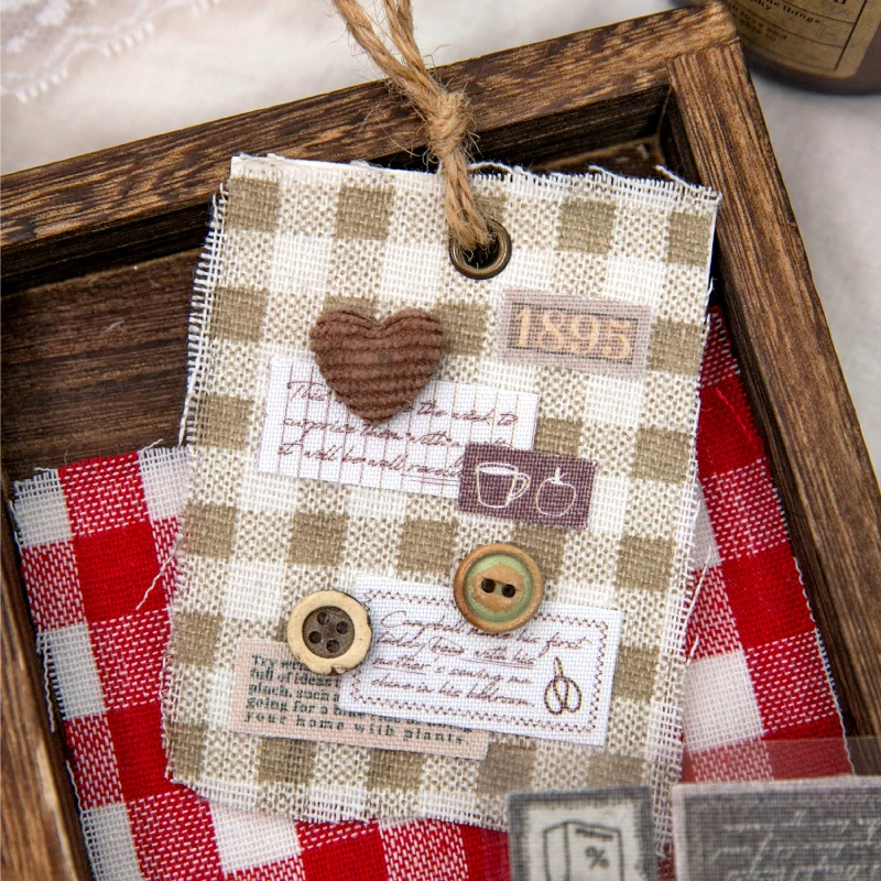 Retro English Label Cloth Adhesive Stickers - Creative Collage & Junk Journal DIY Décor