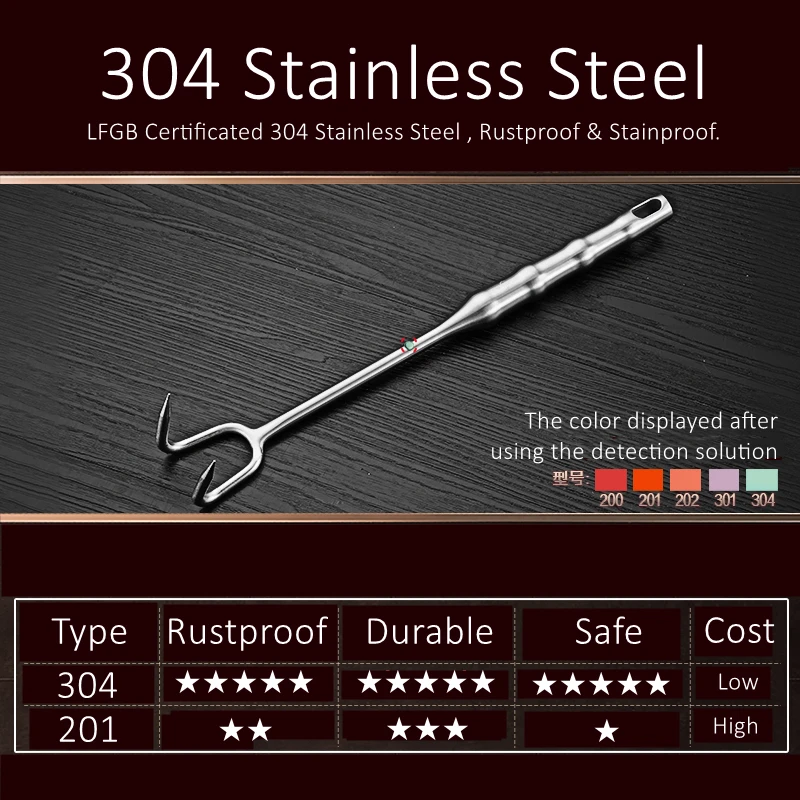 304 Stainless Steel Hook Barbecue Meat Turner Butcher Processing Accessories Chinese Restaurant Kitchen Cooking Tool