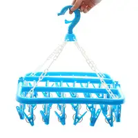 32 Clips Folding Clothes Dryer Hanger Windproof Socks Underwear Drying Rack Household Children Adults Storage Laundry Hanger New 2