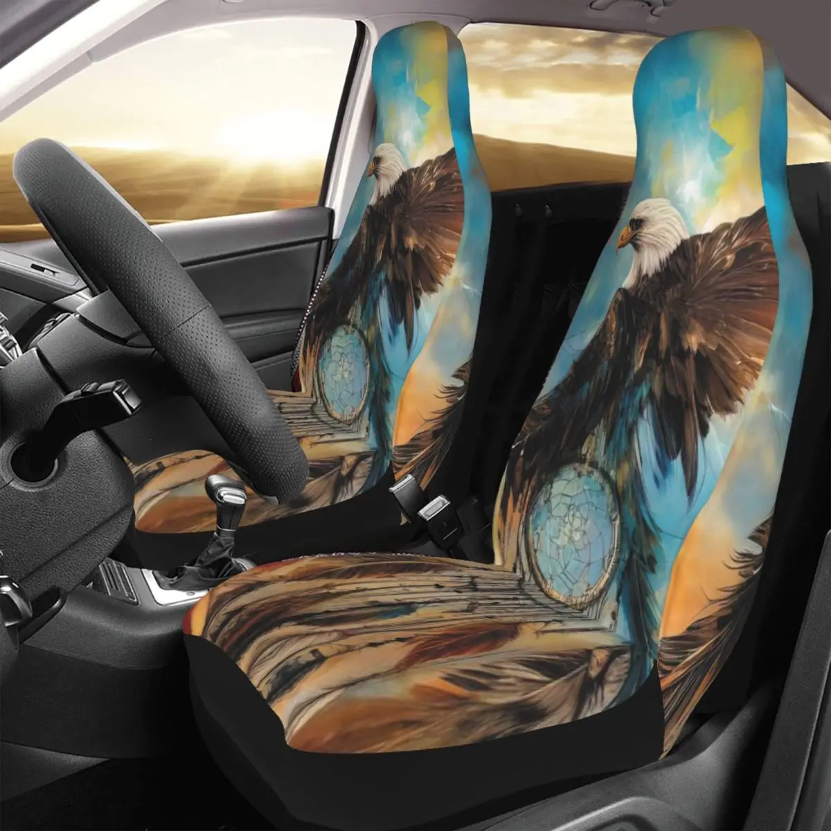 

Dreamcatcher Eagle Car Seat Cover Custom Printing Universal Front Protector Accessories Cushion Set
