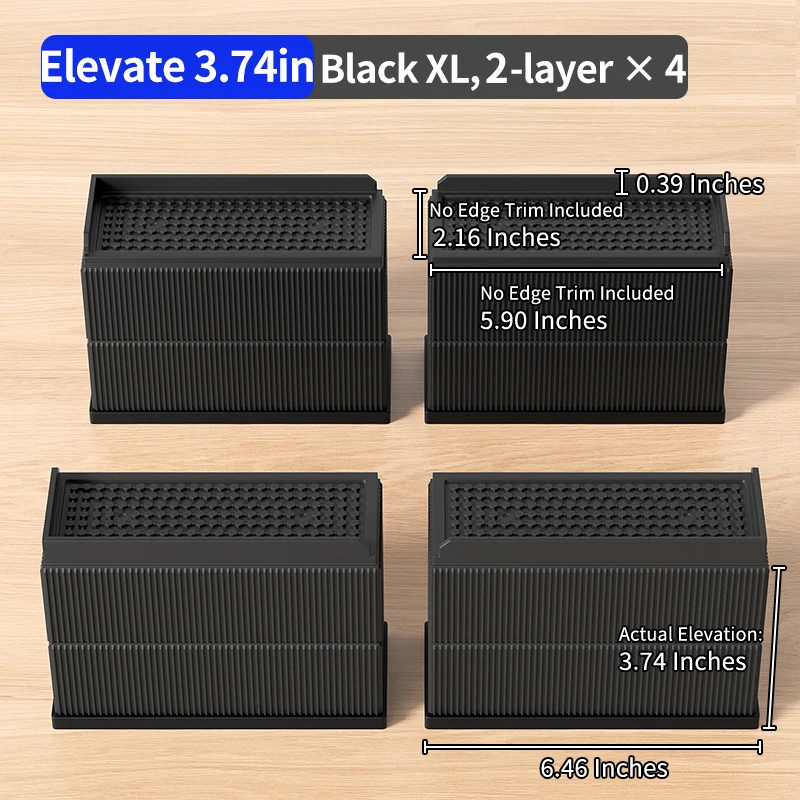 Stackable Non-Slip Furniture Risers with Noise-Reducing Design