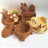 Rattan Woven Fruit Basket Cute Shape Fruit Bowls Tray Vegetable Snack Basket 1