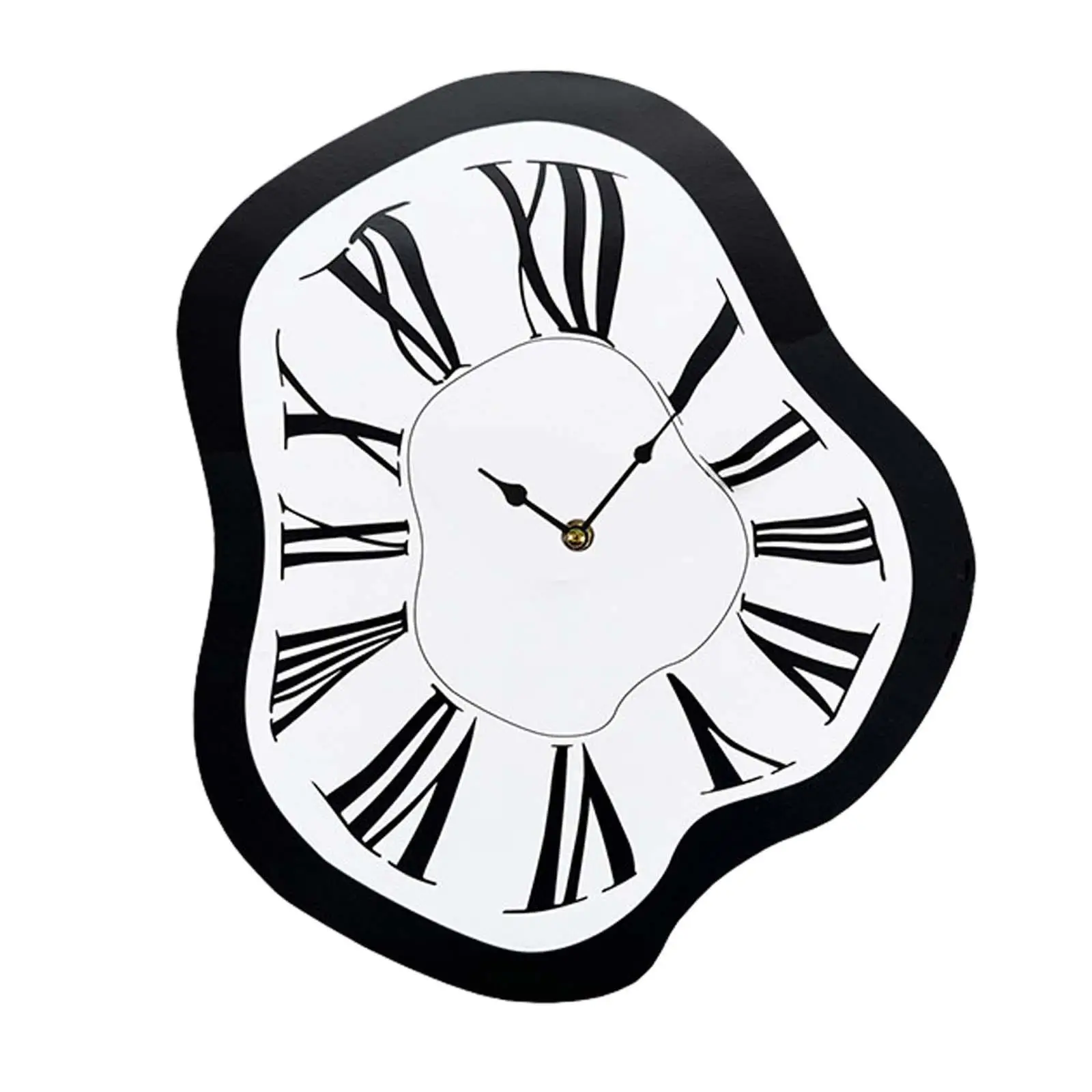 Distorted Wall Clock Modern Roman Numeral Maximalist Nordic Wall Mount Unique Distorted Clocks for Shop Home Shelf Table Desktop