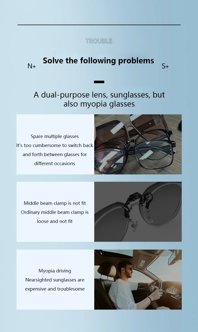 Polarisierte Sonnenbrille mit rundem Rahmen, magnetische Clip-on-Brille, Metallrahmen, optische Brillen mit Sehstärke, Magnet-Brille, 3-in-1 – Detail 3