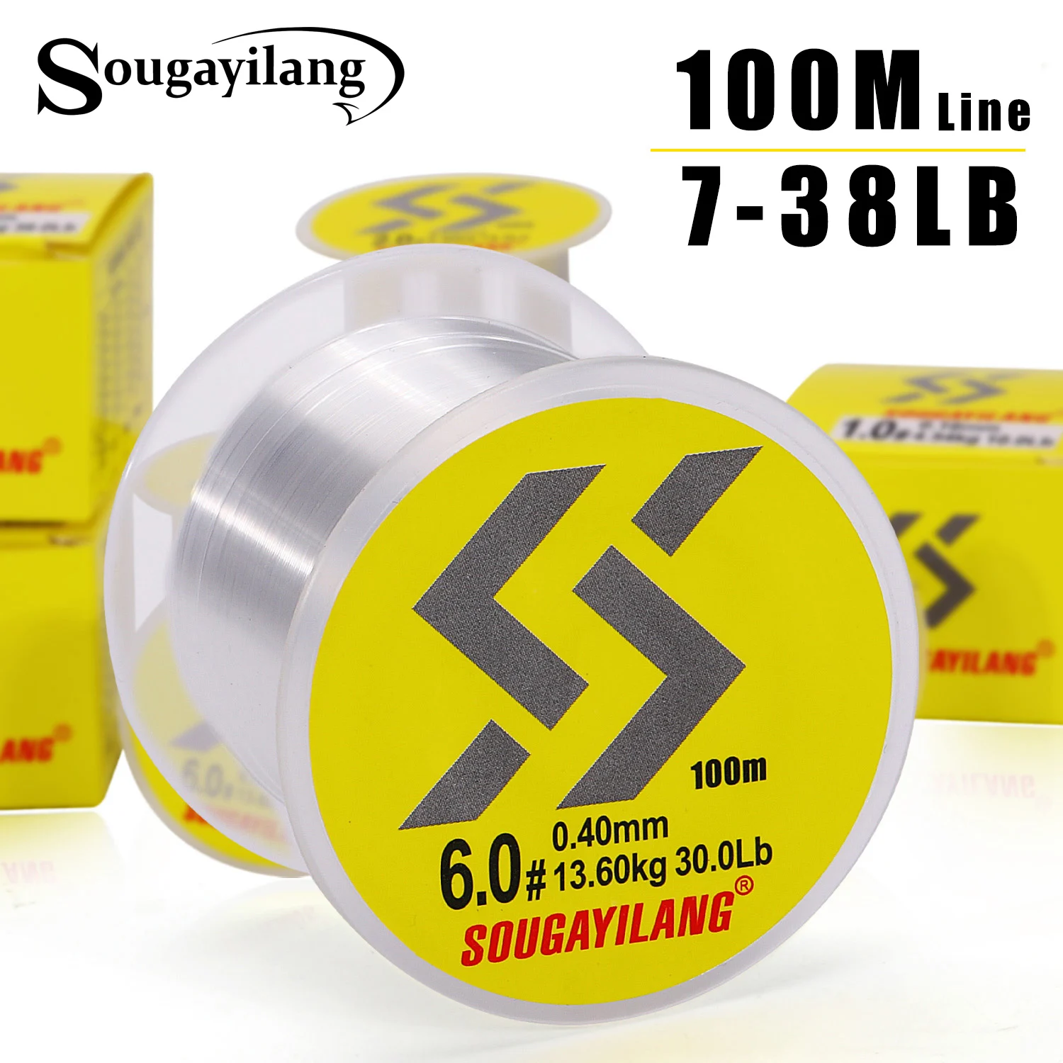 Sougayilang 100M Nylon Fishing Line High Quality Monofilament Abrasion