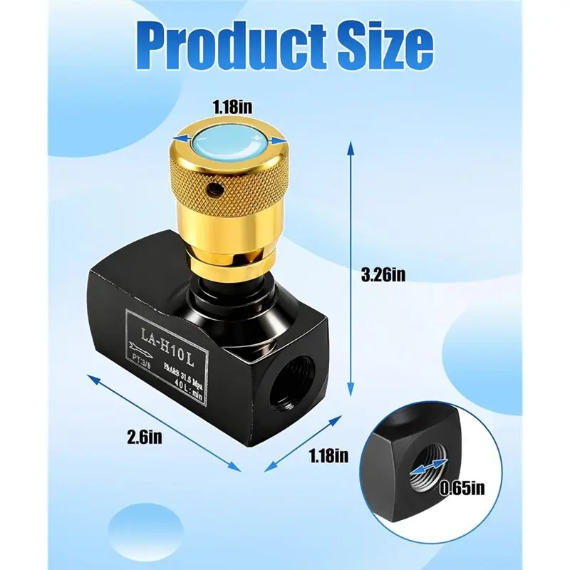 ATTWO-탄소강 단방향 3/8인치 NPT 유압 흐름 제어 니들 밸브, 5000 PSI