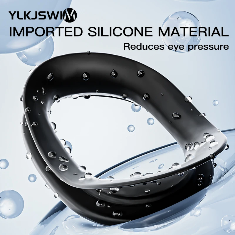 Swimming Goggles Swimming Cap One set of anti-fog large-frame swimming goggles + silicone swimming cap from YLKJSIWM goggles anti UV