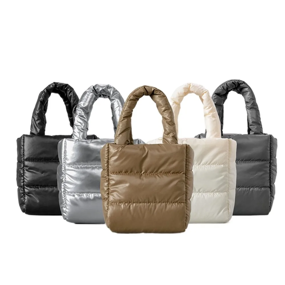 

Simple Lightweight Nylon Down Quilted Bag Casual Solid Color Commute Bag Bubbles Puff Shoulder Bag Women Handbags